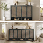 SICOTAS Rattan Shoe Storage Cabinet - Modular Shoe Cabinets with Door Tall Large Shoe Cabinet Storage for Entryway - 65.6" Wide Modular Cabinet for Hallway, Living Room