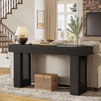Tribesigns Console Table, 63" Farmhouse Entryway Table, Rectangular Wooden Accent Console for Entrance, Hallway & Living Room (Black)