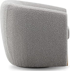 CHERS Aspen Swivel Accent Chair with Wood Accents, Bouclé Upholstered Armchair for Living Room, 360° Swivel Barrel Chair with High-Density Cozy Foam Cushioning, Modern Design, Gray