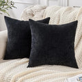 GAWAMAY Decorative Chenille Throw Pillow Covers 26x26 Inch Pack of 2, Soft Square Couch Pillow Cover for Sofa Cushion Living Room Bedroom Solid Dyed Oversized Pillowcases Black 66x66cm (ONLY Covers)