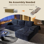 114" Glitter Cloud Sectional Couch with L-Shape Chaise, Modern Boneless Couches for Living Room, Fluffy Tufted Deep Seat Modular Sofa in a Box No Assembly