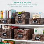 Best Choice Products Set of 4 13x12in Water Hyacinth Pantry Baskets, Woven Organizers w/Chalkboard Label, Chalk Marker - Natural