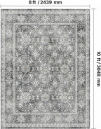 VEVOR 8 x 10 ft Area Rug Large Washable Rug Non-Slip and Tear-Resistant Soft Carpet Pet & Child Friendly Vintage Area Rugs Indoor Mat for Bedroom Living Room Kids Room Entryway Office Gray