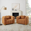 VANOMi Oversized Accent Chairs Set of 2, Boucle Arm Chair with Deep Seat, Oversized Comfy Reading Chair for Living Room, Bedroom, Office, Apartment，Curry (2 Piece)