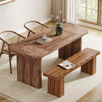 Tribesigns Wooden Dining Bench, 47-Inch Long Kitchen Bench with Sturdy Frame for Dining Room, Entryway, Living Room, Hallway, Easy Assembly (Brown)