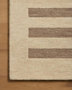 Loloi Leanne Ford Craven Collection CVN-05 Oatmeal/Bark 2'-6" x 9'-9" Runner Rug Striped, Patterned, Neutral, Hallway, Kitchen, Mudroom, and Bathroom