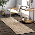 nuLOOM 2x8 Rigo Jute Hand Woven Area Rug, Natural, Solid Farmhouse Design, Natural Fiber, For Bedroom, Living Room, Dining Room, Hallway, Office, Kitchen, Entryway