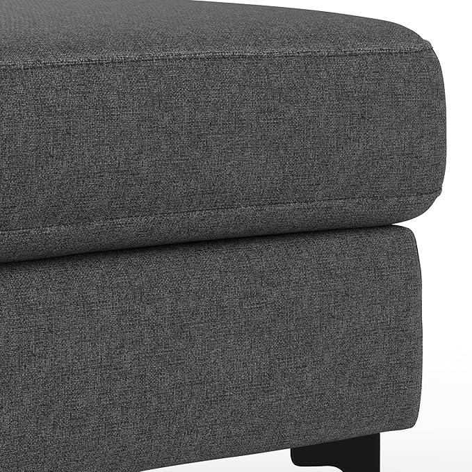 SIMPLIHOME Ava Large Rectangular Ottoman in 100% Recycled Polyester Tightly Woven Performance Fabric, Pebble Grey, 48-inches Wide, Multipurpose Table or Footrest Ottoman, Assembled, for Living Room