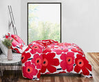 Marimekko - King Comforter Set, Cotton Bedding with Matching Shams, Lightweight Home Decor for All Seasons (Unikko Red, King)