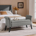 Yaheetech Ottoman with Storage, 52" Storage Ottoman Bench with Safety Hinge, Upholstered Bench with Seating for Bedroom, Living Room, Holds up to 661 lb, Light Gray