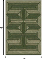 RUGGABLE x Jonathan Adler Machine Washable Modern Area Rug – Labyrinth Fern Green 4x6, Stain-Resistant, Non-Slip – Medium Rugs for Living Room, Bedroom, Hallway, Entryway & Office–with Cushioned Pad