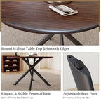 45.3 Inch Modern Round Dining Table for 4, Space-Saving Dinette with Carbon Steel Legs for Home Kitchen Apartment(Dark Walnut Table)