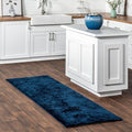 nuLOOM 2' x 6' Cozy Plush Area Rug, Machine Washable, Non-Slip, Soft Fluffy Shag Carpet for Living Room Bedroom Kids Room Nursery Home Decor, Loni Navy