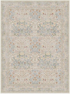 RUGGABLE x Morris & Co Washable Area Rug – Blackthorn Ivory Blue 9x12, Stain-Resistant, Non-Slip – Large Machine Washable Rugs for Living Room, Bedroom, Hallway, Entryway & Office–with Cushioned Pad