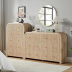 T4TREAM Fluted 5 Drawers Dresser, 48" Tall Modern Chest of Drawers with Thickened Curved Profile Design, Wood Closet Clothes Storage Organizer for Bedroom, Living Room, Hallway, Natural Oak