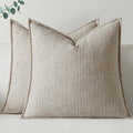 a moment Linen Pillow Covers Set of 2,Boho Farmhouse Throw Pillowcases Neutral Textured Decorative Covers for Couch Sofa, Soft Linen Blend Accent Case Cushion Living Room Home Decor 24"x24"Khaki