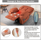 4 OKIN Motor Power Lay Flat Lift Recliner Chair for Elderly Adults Extra Large Recliners with Massage Heat, Adjustable Head-Back-Lumbar-Leg-Support, Extended Footrest, 2 Cup Holders