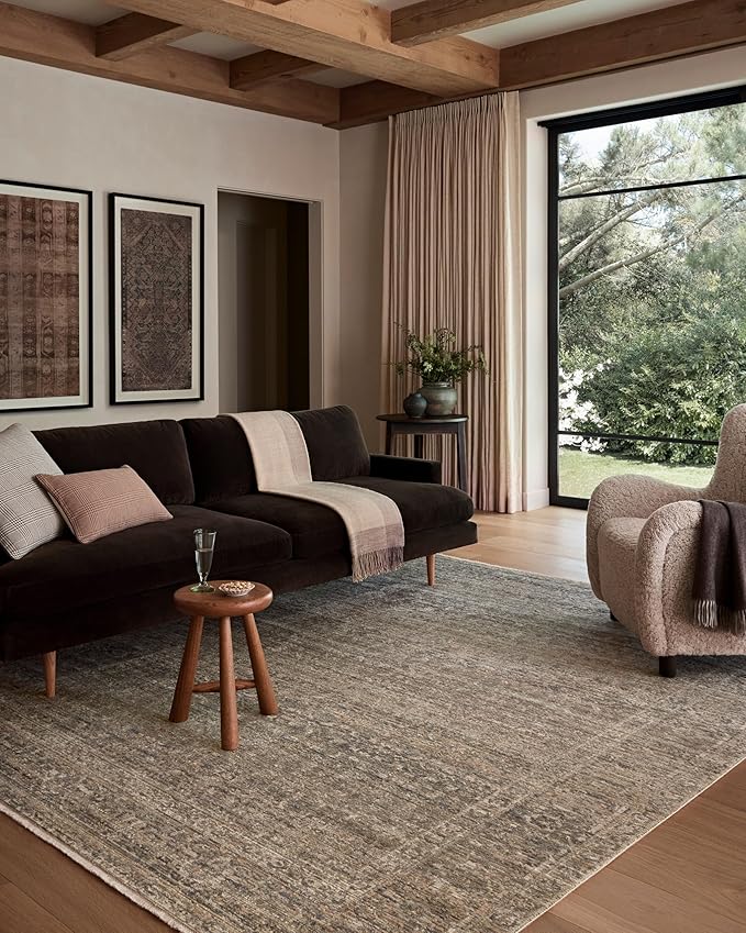 Loloi Amber Lewis Molly Collection MOL-04 Navy/Blush 3'-0" x 5'-0" Low Pile Accent Rug