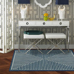 RUGGABLE x Jonathan Adler Machine Washable Modern Area Rug – Inkdrop Lapis Blue 3x5, Stain-Resistant, Non-Slip – Small Rugs for Living Room, Bedroom, Hallway, Entryway & Office–with Standard Pad