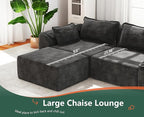 Hobestluk 152" Cloud Modular Sectional Couch 4-Seater Sofa with Ottomans U Shaped Couch Deep Seat Sofa with Removable Cover for Living Room (Dark Grey, 4-Seater Sofa with Two Ottomans)