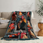 Rooster Throw Blanket - Chicken Farm Animal Gifts and Decor for Girls, Boys, Women, Men, Kids, Adults - Soft Warm Cozy Fleece for Couch, Sofa, Bed 80"x60"