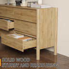 Dresser for Bedroom with 9 Drawers,63" Wide Oak Dresser with 4 Solid Wood Legs, Wooden TV Stand,Closet Clothes Organizer for Bedroom, Hallway