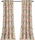 Lush Decor Dolores Light Filtering Window Panels, Pair, 52" W x 84" L, Neutral & Multi - Floral Curtains for Bedroom - Vintage Curtains - Coquette Room Decor