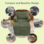 35.82" Accent Chair with Ottoman Upholstered Living Room Chairs for Reading Chair with Chaise Lounge Chairs Indoor, Comfortable Armchair for Bedroom (Green, 35.82")