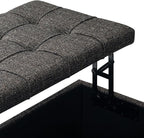 SIMPLIHOME Harrison 36 inch Wide Transitional Square Coffee Table Storage Ottoman in Ebony Tweed Look Fabric, Assembled, For the Living Room and Bedroom