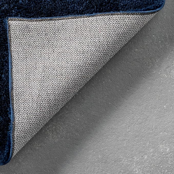 nuLOOM 8' x 10' Cozy Plush Area Rug, Machine Washable, Non-Slip, Soft Fluffy Shag Carpet for Living Room Bedroom Kids Room Nursery Home Decor, Loni Navy