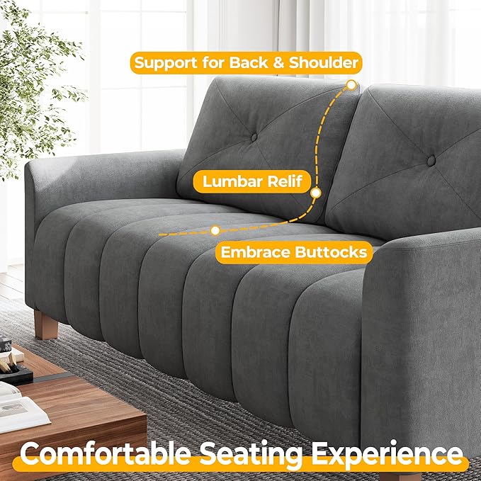 LIKIMIO Loveseat Sofa 79in, 3 Seater Couch, Modern Cloud Sofa with 23in Deep Seat with Armrest, Back Support, Easy Assembly Oversized Loveseat for Living Room, Bedroom, Office