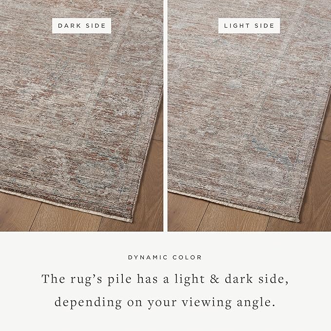 Loloi Magnolia Home by Joanna Gaines Millie Collection MIE-04 Brick/Fog 7'-10" x 7'-10", .25" Pile Height, Round Area Rug