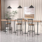 VECELO Barstools, Adjustable Counter Stools, Steel Bar Stools with 360 Degree Swivel Seat and Upholstered, Curved Line Backrest,