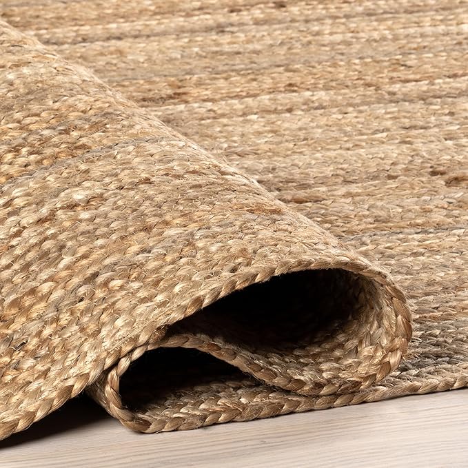 nuLOOM 2x8 Rigo Jute Hand Woven Area Rug, Natural, Solid Farmhouse Design, Natural Fiber, For Bedroom, Living Room, Dining Room, Hallway, Office, Kitchen, Entryway