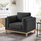 VANOMi 41.34" Oversized Accent Chair, Upholstered Armchair with Solid Wood Legs Living Room Chairs with Wide Armrest Pads, Reading Chair for Bedrooms, Apartments, Living Rooms, Offices（Dark Grey）