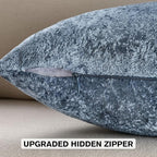 FUTEI Navy Flannel Throw Pillow Covers 16x16 Inch Set of 2,Soft Dimensional Textured Cushion Cases,Modern Home Decor for Couch Living Room