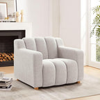 VANOMi Oversized Accent Chair, Modern Living Room Chairs, Comfy Boucle Fabric Upholstered Armchair for Bedroom, Office, Waiting Room (Beige)