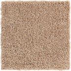 Unique Loom Solid Shag Collection Area Rug (3' 3" Square, Taupe)