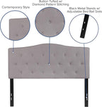 EMMA + OLIVER Arched Button Tufted Full Size Headboard in Light Gray Fabric