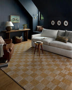Loloi Chris Loves Julia Calvin Collection CLV-01 Apricot/Ivory 2'-7" x 7'-6" Runner Rug Checkered Neutral Soft Living Room Bedroom Carpet