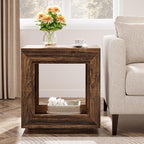 Tribesigns Rustic Brown End Table, 24" Side Table with Storage Shelf, Farmhouse Style Nightstand Bedside Table for Small Spaces, Bedroom, Living Room, Entryway, Easy Assembly (1, Brown)