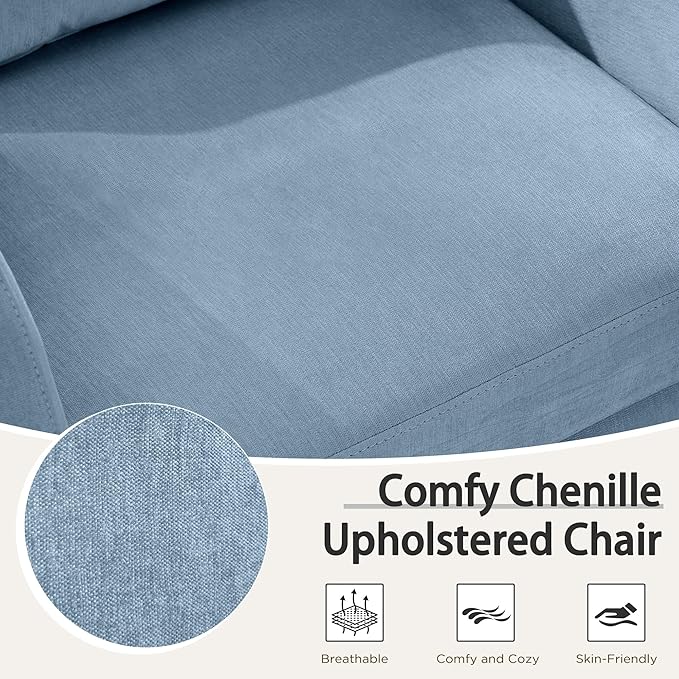 MELLCOM Oversized Swivel Accent Chair with Hidden Storage, Comfy Chenille Fabric Upholstered Leisure Armchair with Lumbar Pillow and Side Pocket for Living Room Bedroom Reception Room and Office