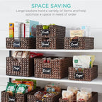 Best Choice Products Set of 4 9x12in Water Hyacinth Pantry Baskets, Woven Organizers w/Chalkboard Label, Chalk Marker - Brown