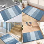 Kitinjoy Indoor Outdoor Door Mat, 32x20 Non-Slip Absorbent Dirt Trapper, Low-Profile Washable Inside Entrance Front Floor Mat, Sturdy Soft Entry Doormats for Entryway, Light Blue