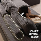 138" Boneless Couch with Deep Seat, Modular Sectional Sofa, Cloud Sectional Couch for Living Room, No Assembly Required, Corduroy, 4 Seater L-Shape Right, Grey