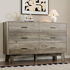 Dresser for Bedroom with 6-Drawer, 47.2" Modern Chest of Drawers with Metal Handles, X-Shape Base & Adjustable Center Leg, Anti-Tip Closet Organizers and Storage