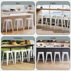 Yaheetech 24 Inch Metal Barstools Set of 4, Counter Height Backless Stools, Industrial Stackable Bar Chairs with Footrest for Kitchen/Dining Room/Bistro/Patio, White