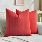 FUTEI Christmas Red Decorative Throw Pillow Covers 16x16 Inch Set of 2,Soft Cozy Wheat Ear Striped Patterns Cushion Cases,Modern Home Decor for Couch Bed Living Room