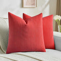 FUTEI Christmas Red Decorative Throw Pillow Covers 26x26 Inch Set of 2,Soft Cozy Wheat Ear Striped Patterns Euro Pillow Shams,Modern Home Decor for Couch Bed Living Room