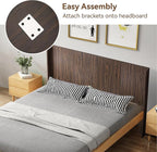 Wood Headboard, 64.5" Wide Headboard for Queen Size Bed, Wall Mounted Fluted Panel, Wingback Modern Headboards (Walnut, Queen)